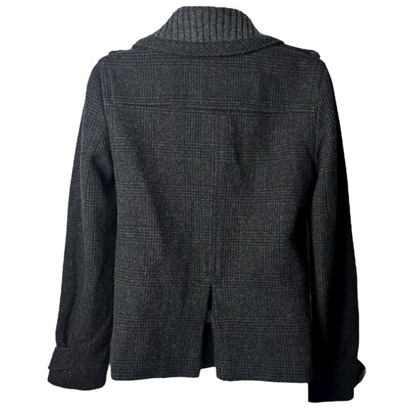 J Crew Sasha Peacoat Gray Plaid Wool Blend Capsule Cozy Academia Career Chic 0 - Picture 6 of 11